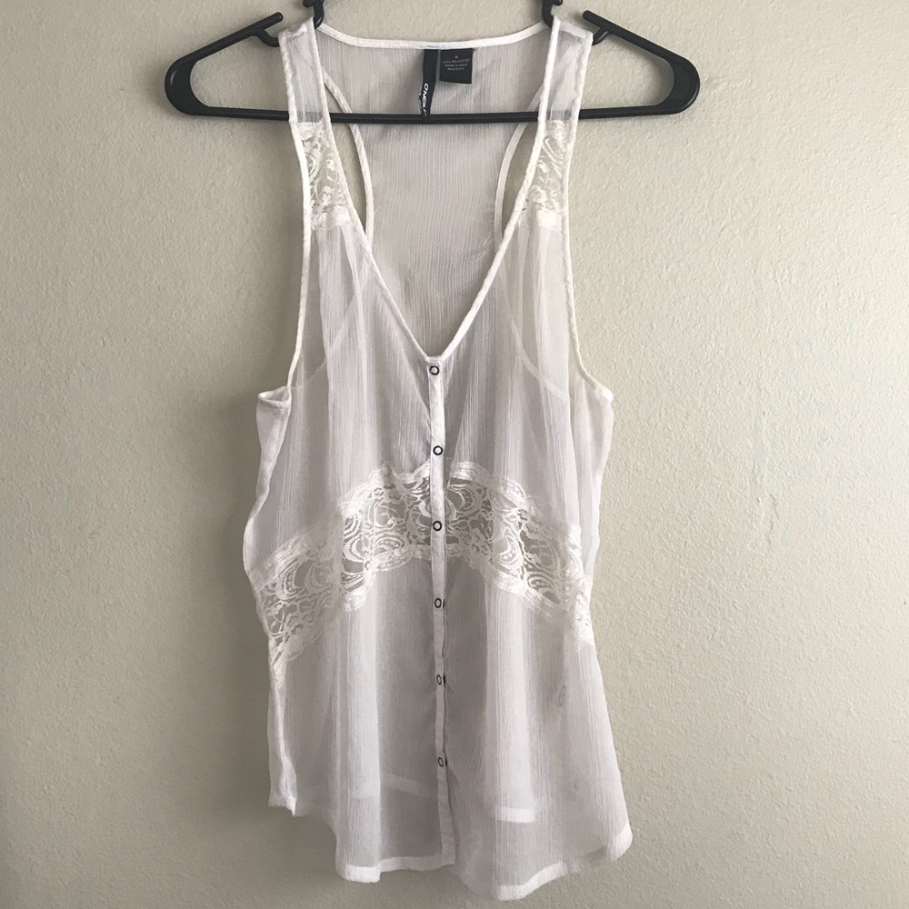 Sheer snap up tank top